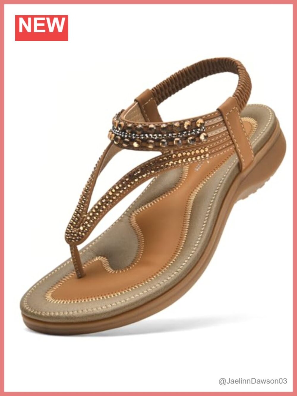 Arch Support Rhinestone Slingback Sandals Flat Casual Summer Shoes